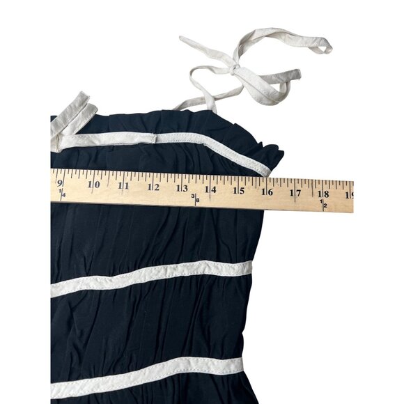Twenty/Thirty Black & White Tie-Strap Ruffle Top Large - Picture 4 of 12